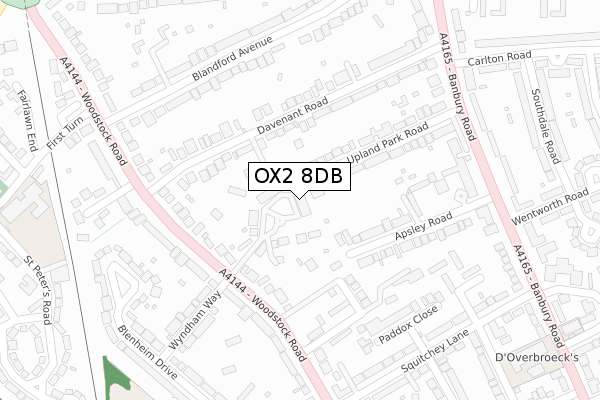 OX2 8DB map - large scale - OS Open Zoomstack (Ordnance Survey)