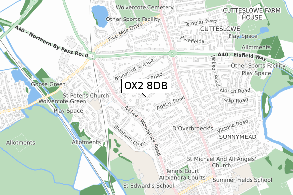 OX2 8DB map - small scale - OS Open Zoomstack (Ordnance Survey)