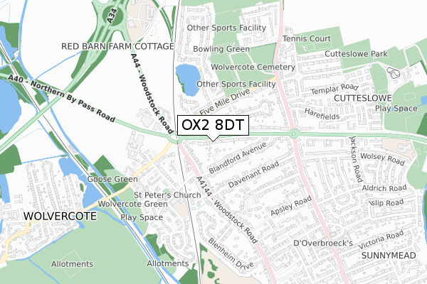 OX2 8DT map - small scale - OS Open Zoomstack (Ordnance Survey)