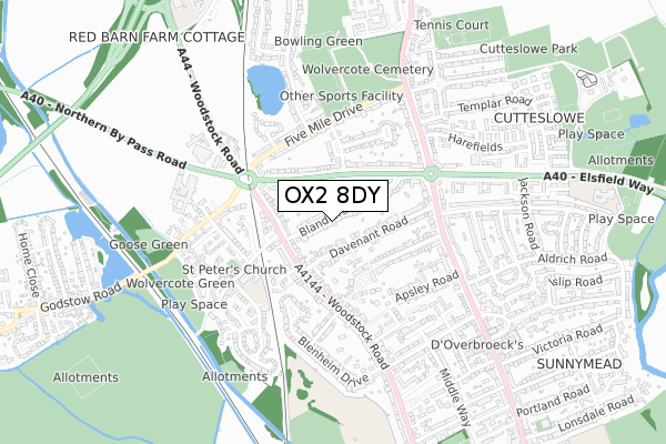 OX2 8DY map - small scale - OS Open Zoomstack (Ordnance Survey)