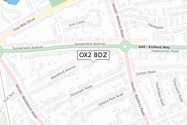 OX2 8DZ map - large scale - OS Open Zoomstack (Ordnance Survey)