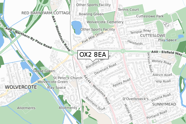 OX2 8EA map - small scale - OS Open Zoomstack (Ordnance Survey)