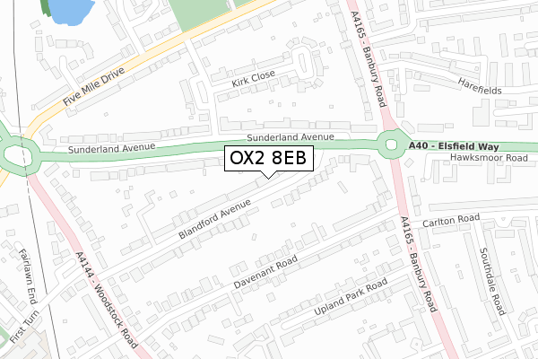 OX2 8EB map - large scale - OS Open Zoomstack (Ordnance Survey)