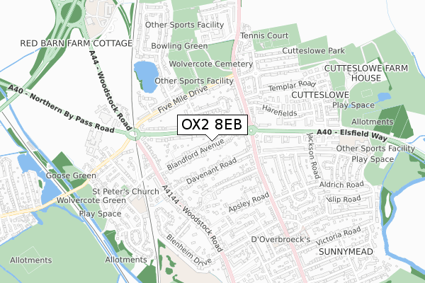 OX2 8EB map - small scale - OS Open Zoomstack (Ordnance Survey)