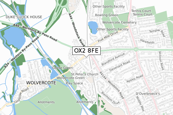 OX2 8FE map - small scale - OS Open Zoomstack (Ordnance Survey)