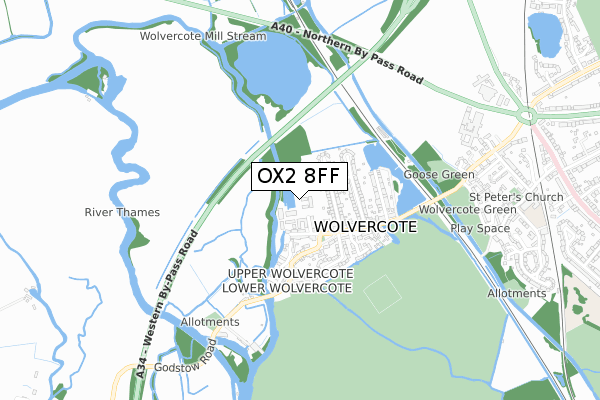 OX2 8FF map - small scale - OS Open Zoomstack (Ordnance Survey)