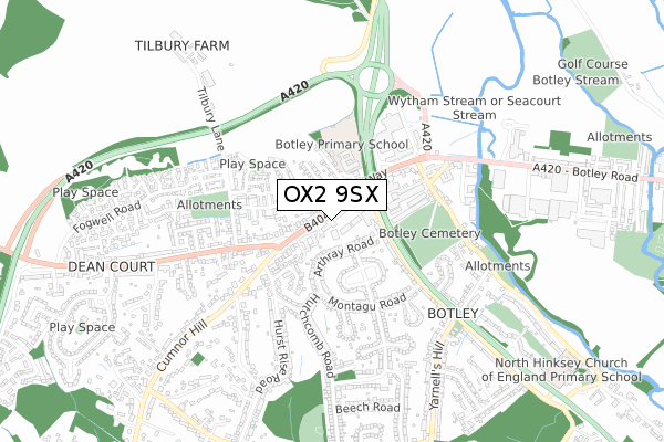 OX2 9SX map - small scale - OS Open Zoomstack (Ordnance Survey)