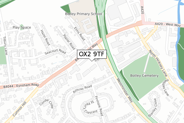 OX2 9TF map - large scale - OS Open Zoomstack (Ordnance Survey)