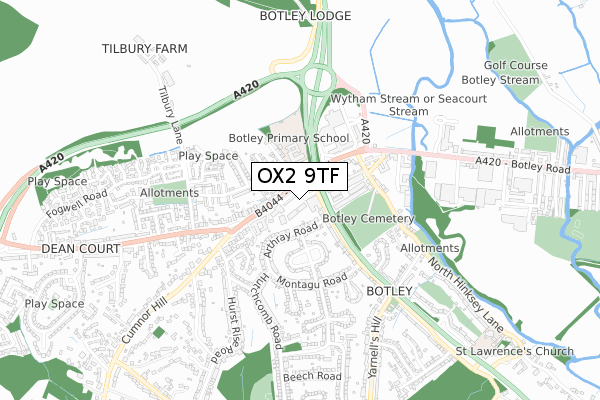 OX2 9TF map - small scale - OS Open Zoomstack (Ordnance Survey)