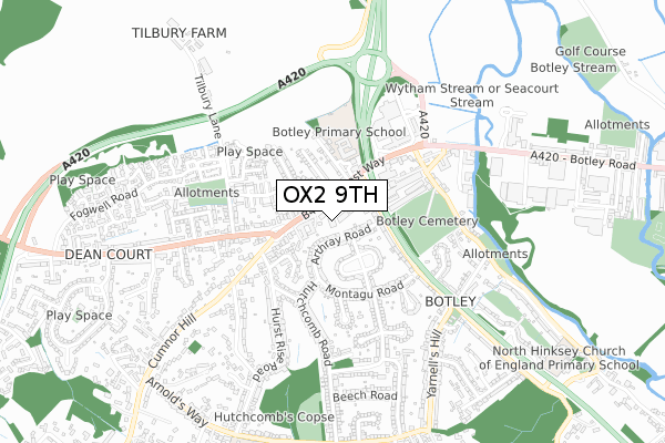 OX2 9TH map - small scale - OS Open Zoomstack (Ordnance Survey)