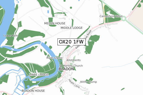 OX20 1FW map - small scale - OS Open Zoomstack (Ordnance Survey)