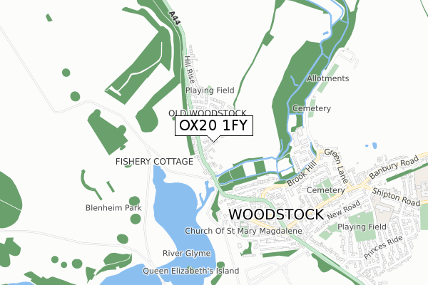 OX20 1FY map - small scale - OS Open Zoomstack (Ordnance Survey)