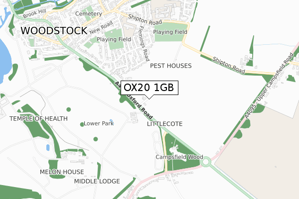 OX20 1GB map - small scale - OS Open Zoomstack (Ordnance Survey)