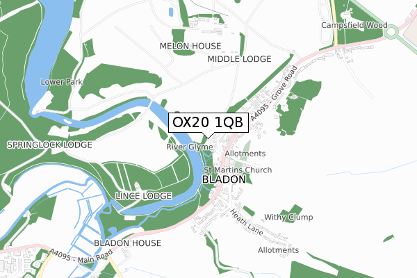 OX20 1QB map - small scale - OS Open Zoomstack (Ordnance Survey)