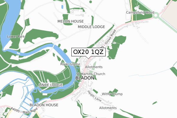 OX20 1QZ map - small scale - OS Open Zoomstack (Ordnance Survey)