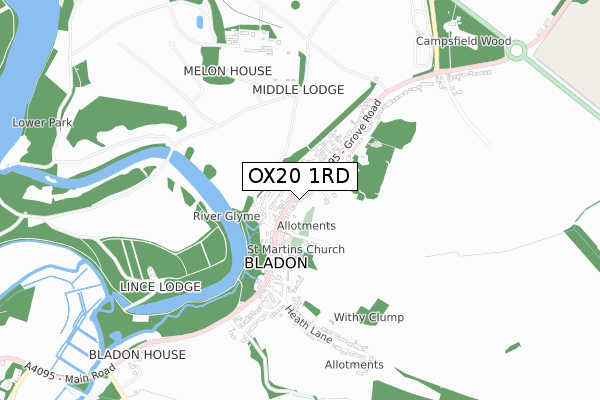 OX20 1RD map - small scale - OS Open Zoomstack (Ordnance Survey)