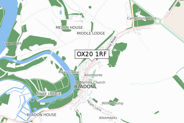 OX20 1RF map - small scale - OS Open Zoomstack (Ordnance Survey)