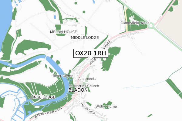 OX20 1RH map - small scale - OS Open Zoomstack (Ordnance Survey)