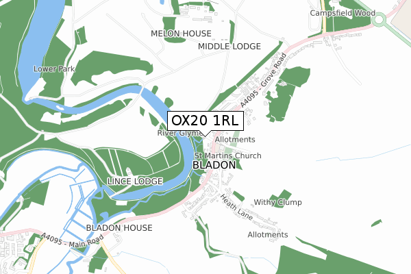 OX20 1RL map - small scale - OS Open Zoomstack (Ordnance Survey)