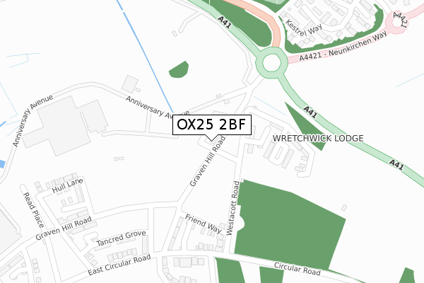 OX25 2BF map - large scale - OS Open Zoomstack (Ordnance Survey)