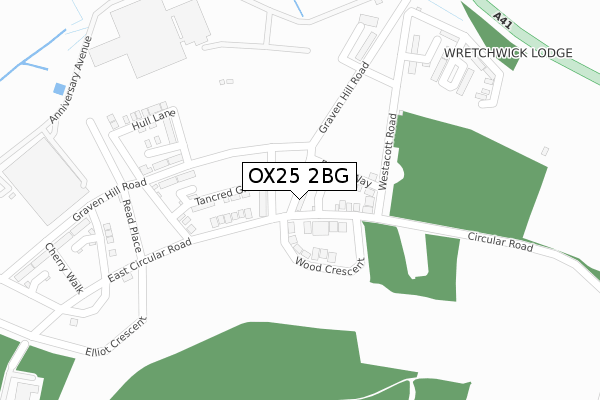 OX25 2BG map - large scale - OS Open Zoomstack (Ordnance Survey)