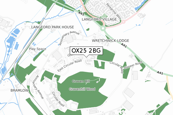 OX25 2BG map - small scale - OS Open Zoomstack (Ordnance Survey)