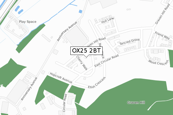 OX25 2BT map - large scale - OS Open Zoomstack (Ordnance Survey)