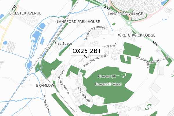 OX25 2BT map - small scale - OS Open Zoomstack (Ordnance Survey)