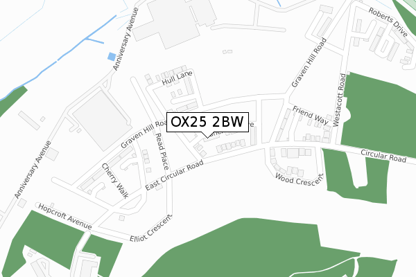 OX25 2BW map - large scale - OS Open Zoomstack (Ordnance Survey)