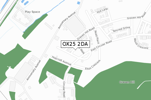 OX25 2DA map - large scale - OS Open Zoomstack (Ordnance Survey)