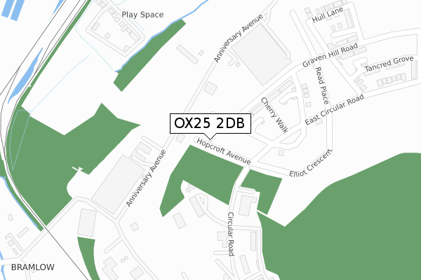 OX25 2DB map - large scale - OS Open Zoomstack (Ordnance Survey)