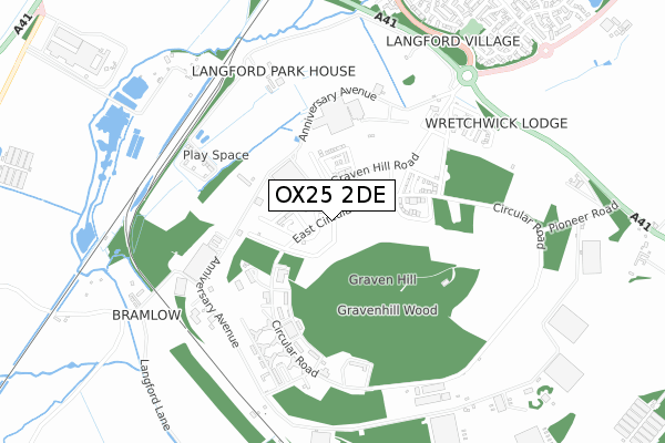 OX25 2DE map - small scale - OS Open Zoomstack (Ordnance Survey)