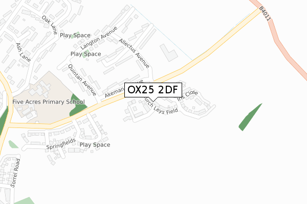 OX25 2DF map - large scale - OS Open Zoomstack (Ordnance Survey)