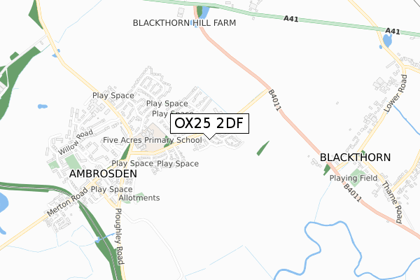 OX25 2DF map - small scale - OS Open Zoomstack (Ordnance Survey)