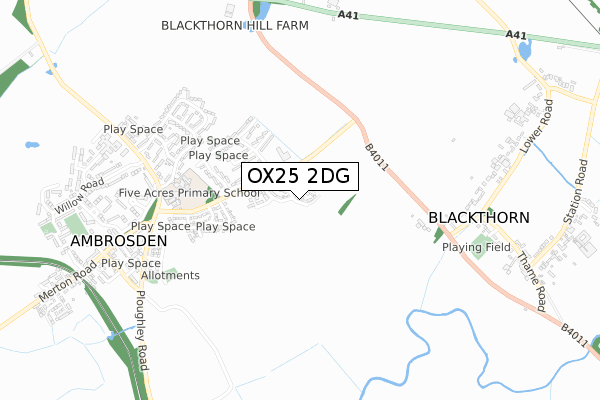 OX25 2DG map - small scale - OS Open Zoomstack (Ordnance Survey)