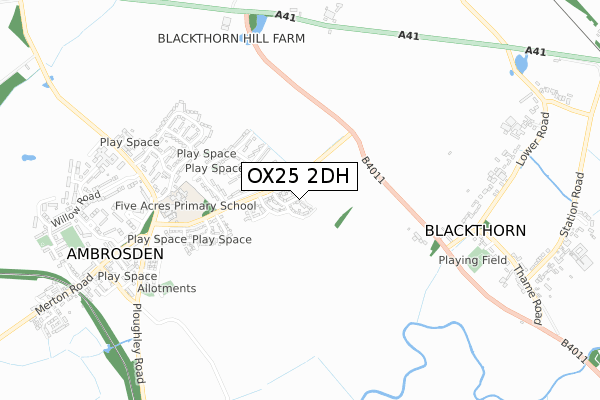 OX25 2DH map - small scale - OS Open Zoomstack (Ordnance Survey)