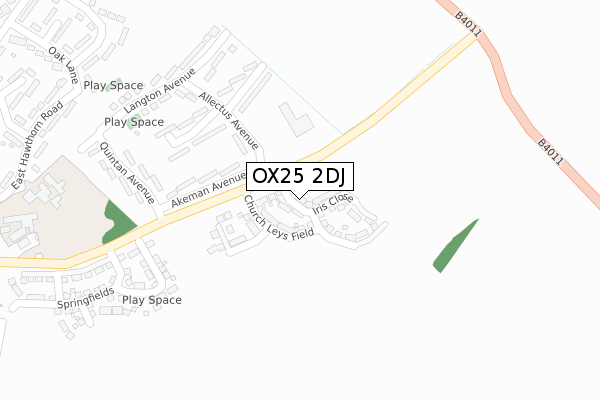 OX25 2DJ map - large scale - OS Open Zoomstack (Ordnance Survey)