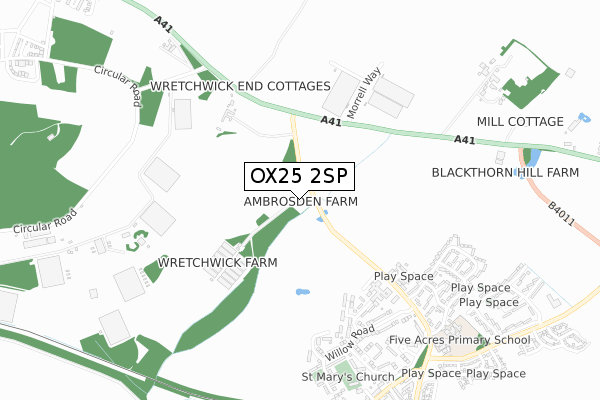 OX25 2SP map - small scale - OS Open Zoomstack (Ordnance Survey)