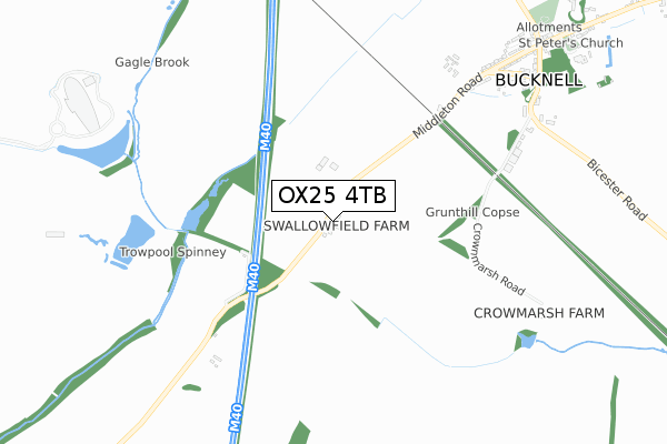 OX25 4TB map - small scale - OS Open Zoomstack (Ordnance Survey)