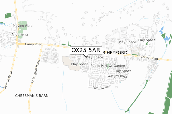 OX25 5AR map - small scale - OS Open Zoomstack (Ordnance Survey)