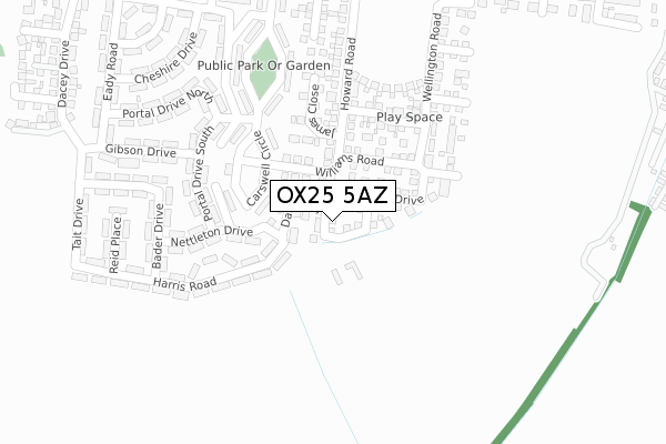 OX25 5AZ map - large scale - OS Open Zoomstack (Ordnance Survey)