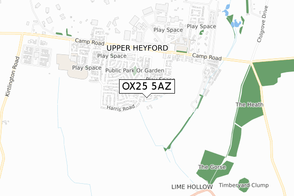 OX25 5AZ map - small scale - OS Open Zoomstack (Ordnance Survey)