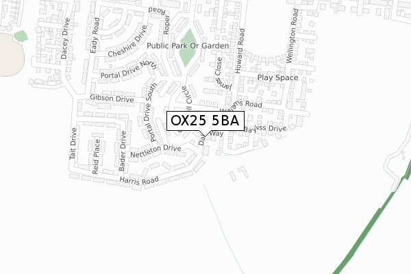 OX25 5BA map - large scale - OS Open Zoomstack (Ordnance Survey)