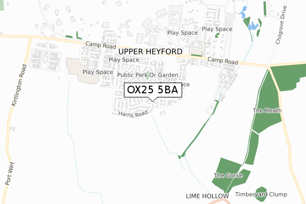 OX25 5BA map - small scale - OS Open Zoomstack (Ordnance Survey)