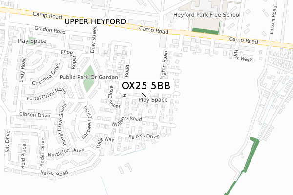 OX25 5BB map - large scale - OS Open Zoomstack (Ordnance Survey)