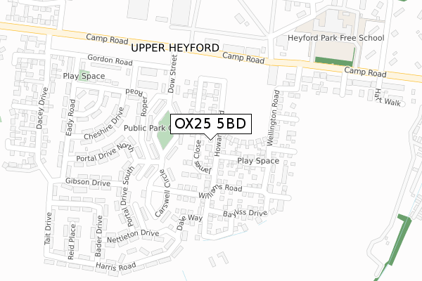 OX25 5BD map - large scale - OS Open Zoomstack (Ordnance Survey)