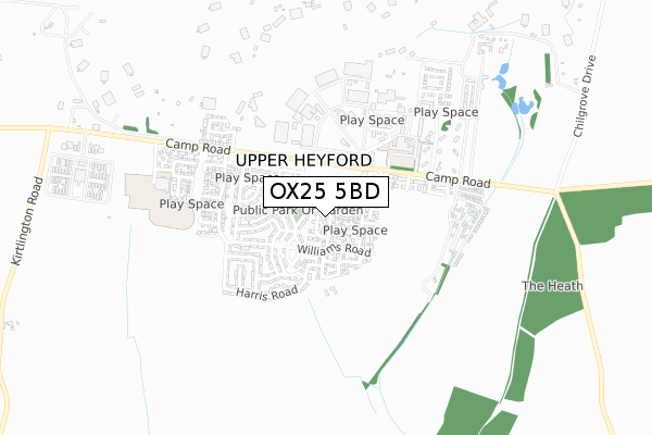 OX25 5BD map - small scale - OS Open Zoomstack (Ordnance Survey)