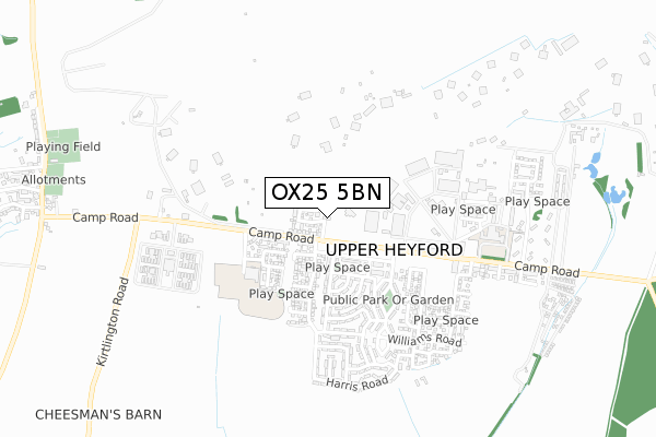 OX25 5BN map - small scale - OS Open Zoomstack (Ordnance Survey)