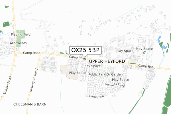 OX25 5BP map - small scale - OS Open Zoomstack (Ordnance Survey)