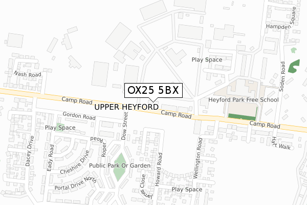 OX25 5BX map - large scale - OS Open Zoomstack (Ordnance Survey)